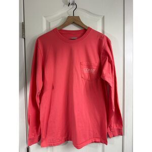 Coast Apparel Men's M Coral Pink Long Sleeve Pima Cotton Fishing Graphic Shirt